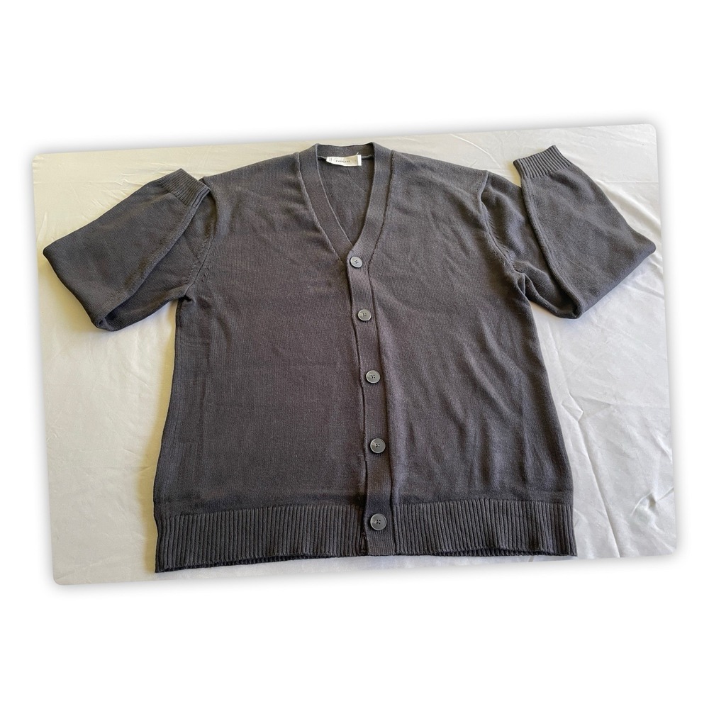 Everlane Cardigan Sweater Black Organic Cotton Button Front Mens XL NWOT